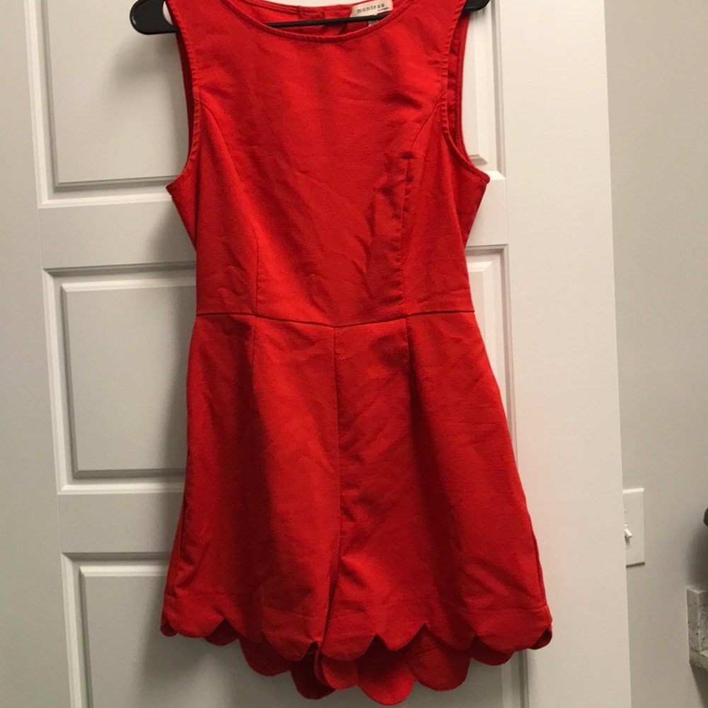 Red scalloped romper